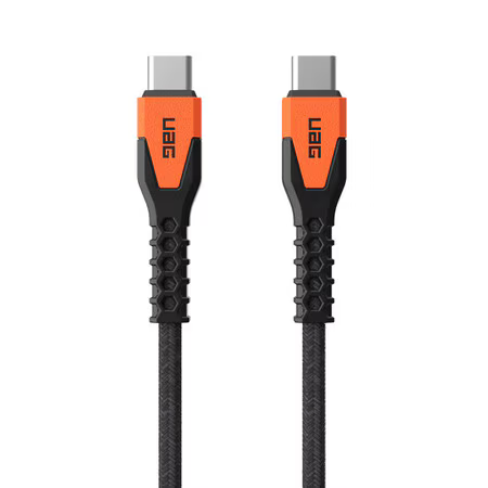 Rugged Kevlar Core USB-C to USB-C Charge/Sync Cable 5ft Black/Orange