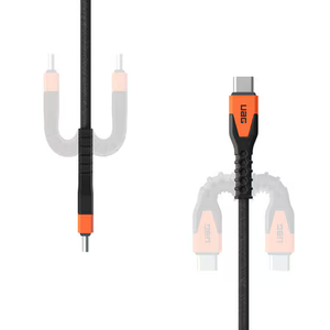 Rugged Kevlar Core USB-C to USB-C Charge/Sync Cable 5ft Black/Orange