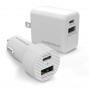 Pack HyperGear 20 W blanc double port USB-A + USB-C CLA + chargeur mural