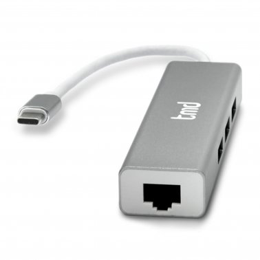 tmd USB-C to Ethernet/USB x 3 Adapter - Silver