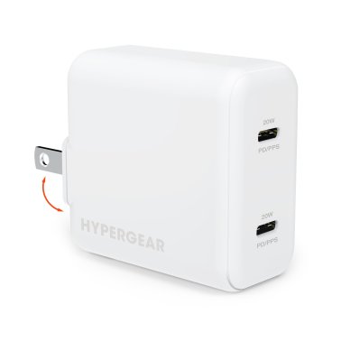 Hypergear Hub de chargeur mural USB-C PD mural double port 40 W 20 W USB-C PD/PPS - Blanc 