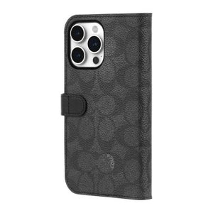 iPhone 15 Pro Coach Folio Signature C Case - Charcoal