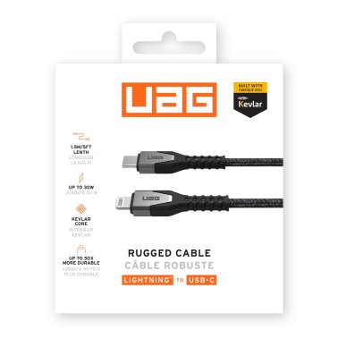 UAG 5 ft. 150cm USB-C to Lightning Kevlar Rugged Charge and Sync Cable - Black