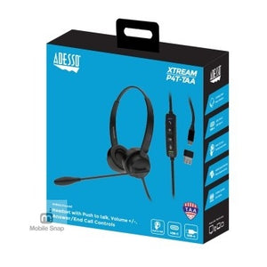 Adesso Xtream P4T-TAA Push to Talk Headset w/microphone, Volume +/-, answer/end call, USB C/USB A