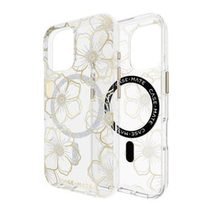 iPhone 16 Case-Mate Floral Gems MagSafe Case - Gold