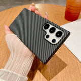 Ultra Thin Carbon Fiber Texture Armor Magnetic For Magsafe Case For Samsung S25 S24 S23 S22 Note 20 Ultra 10 Plus Hard PC Cover