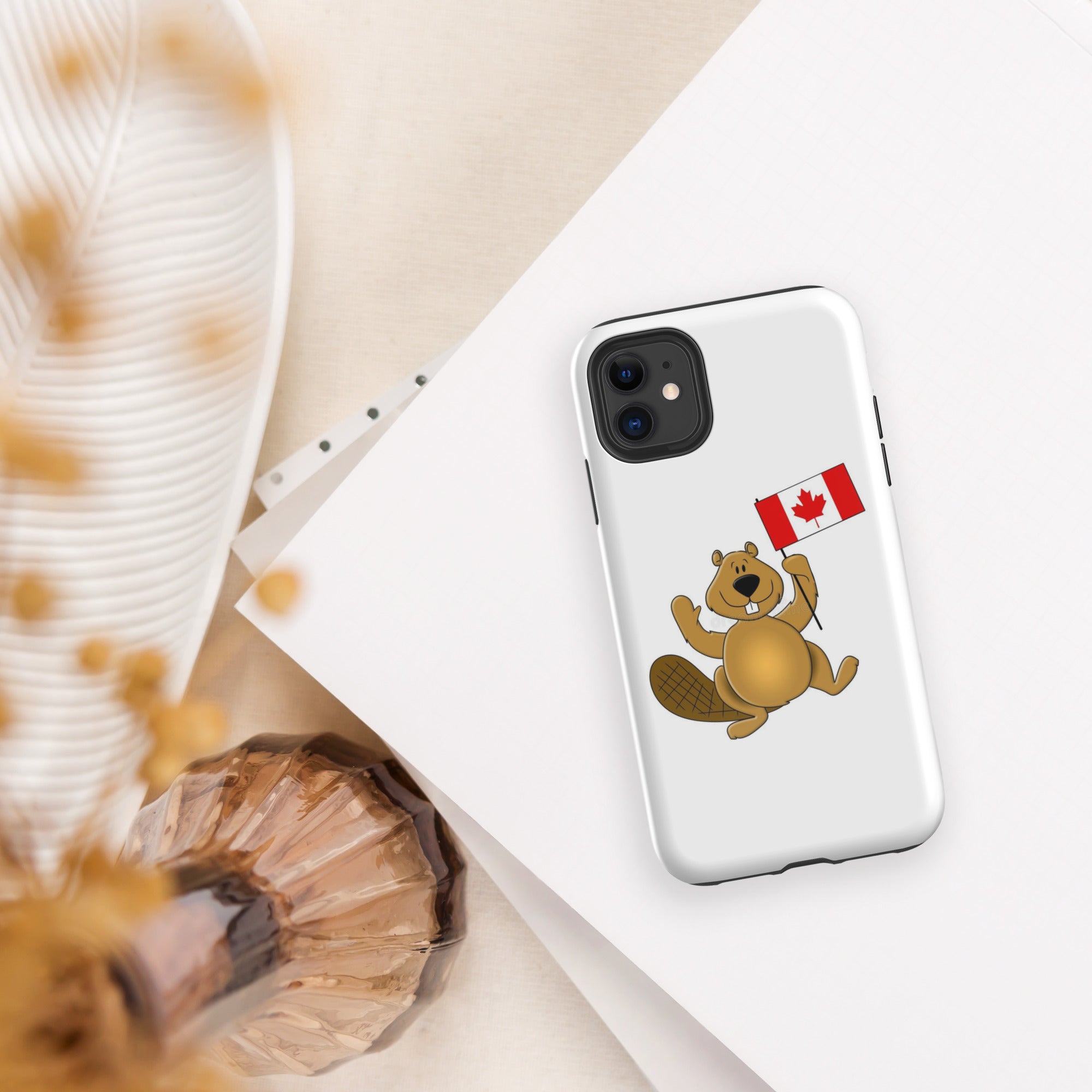 Canada Day Beaver Holding Flag - Tough Case for iPhone®
